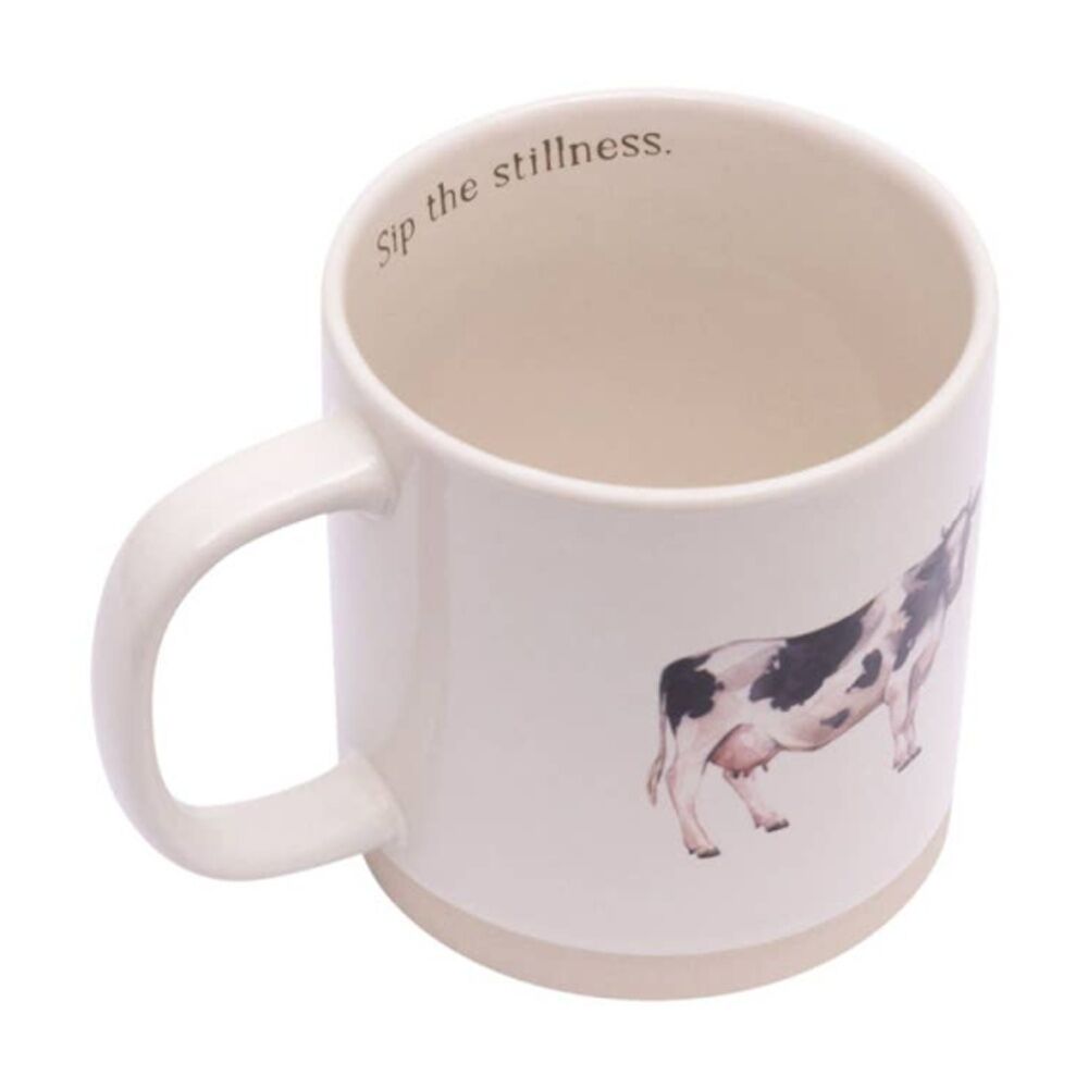 Splosh Rustic Meadow Animal Ceramic Mug Dairy Cow Beige/Black/White 395ml