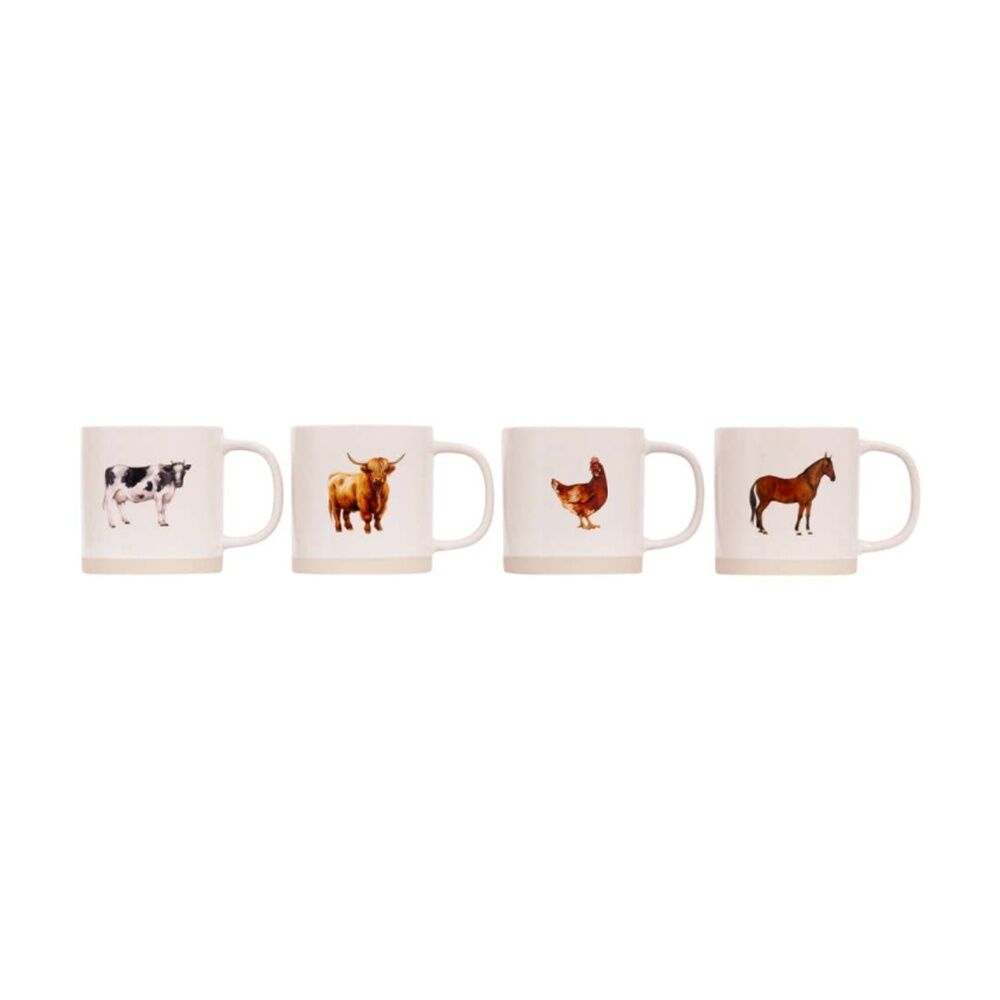 Splosh Rustic Meadow Animal Ceramic Mug Dairy Cow Beige/Black/White 395ml