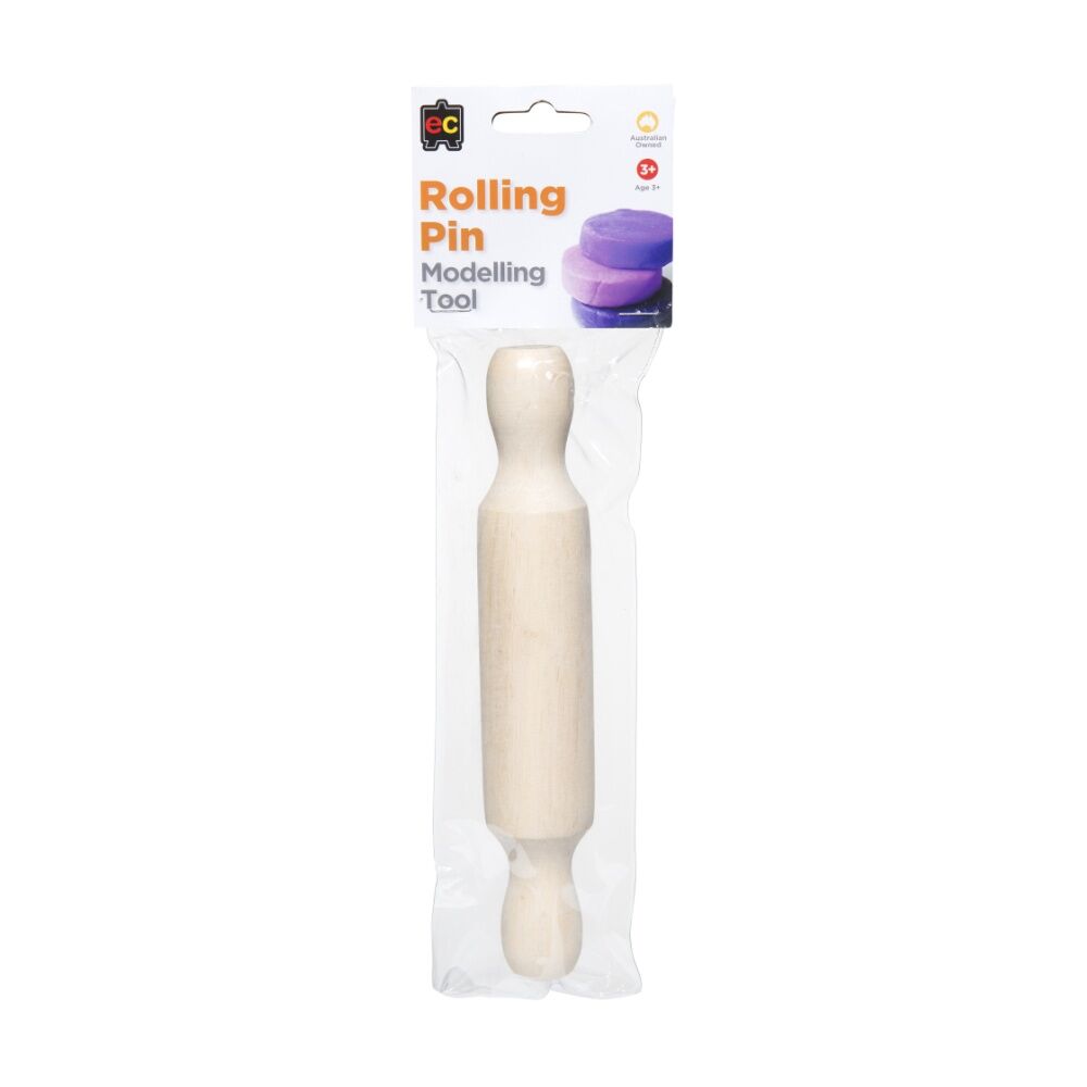 3PK Educational Colours Wooden Rolling Pin 225mm Modelling Tool Kids Art 3y+
