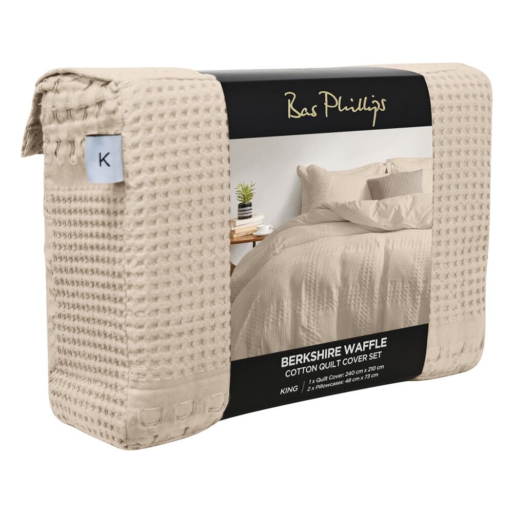 Bas Phillips Berkshire Cotton Waffle Duvet/Quilt Cover Set Birch
