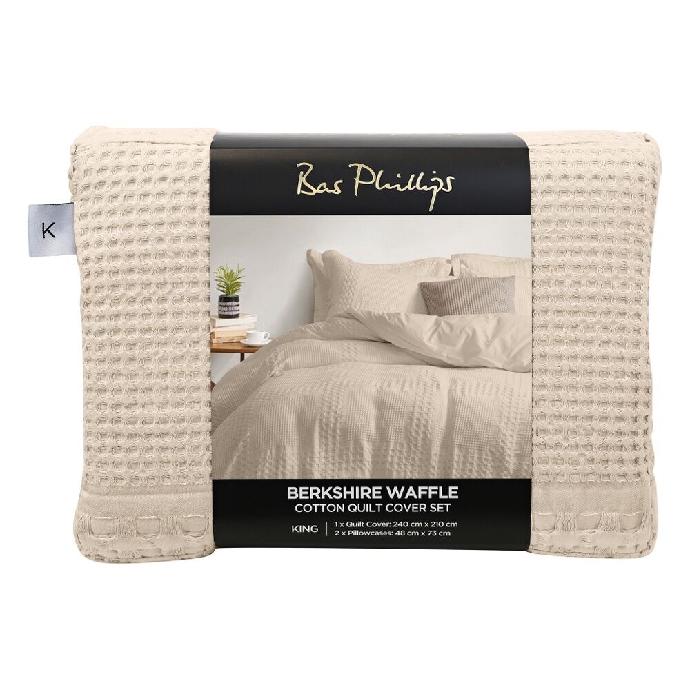 Bas Phillips Berkshire Cotton Waffle Duvet/Quilt Cover Set Birch