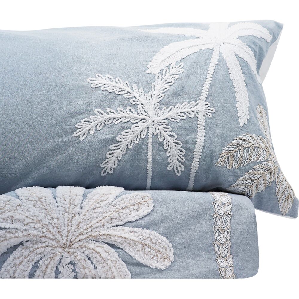 Bas Phillips Tamarama Cotton Embroided Duvet/Quilt Cover Set Ice Blue