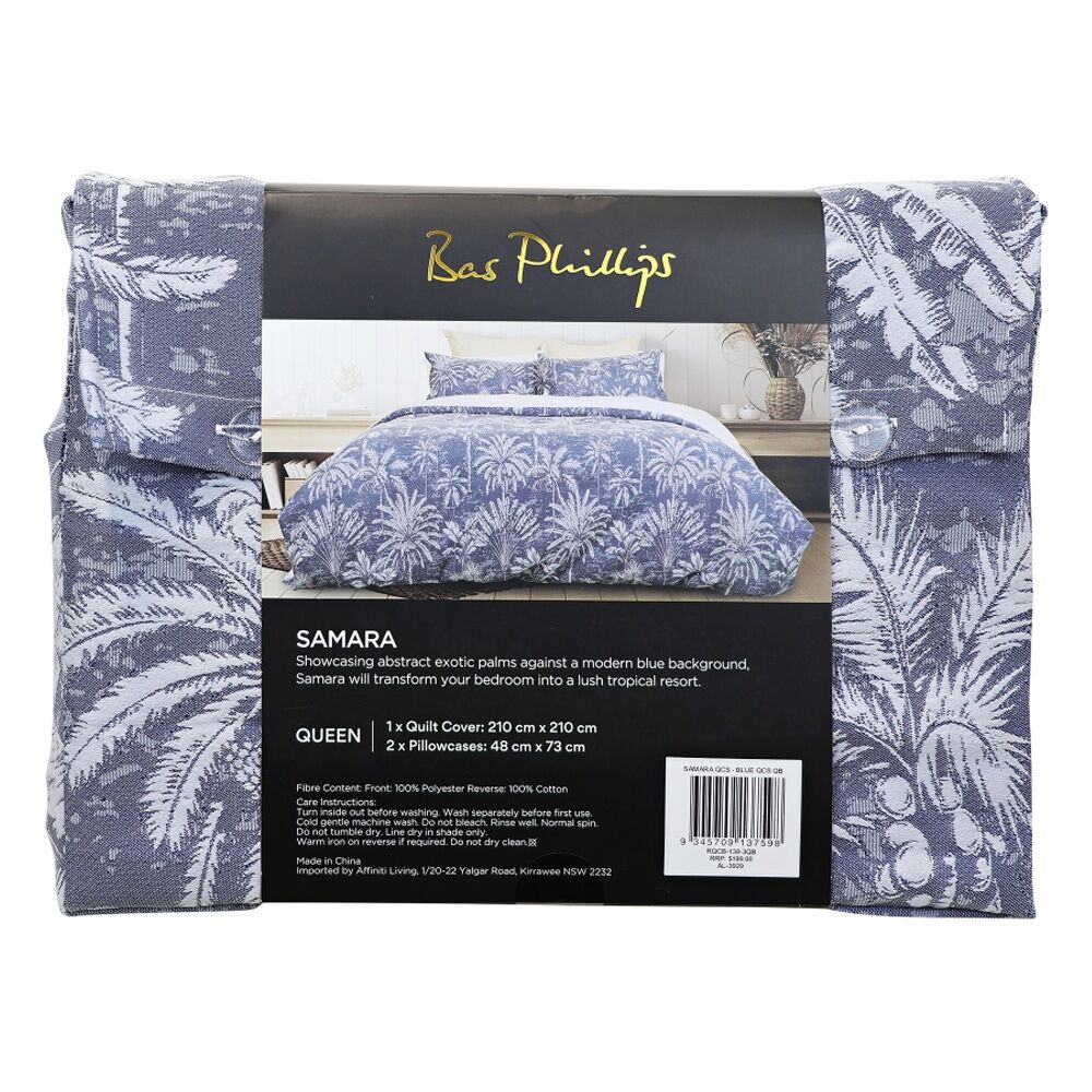 Bas Phillips Samara Jacquard Duvet/Quilt Cover Set Polyester, Cotton Blue