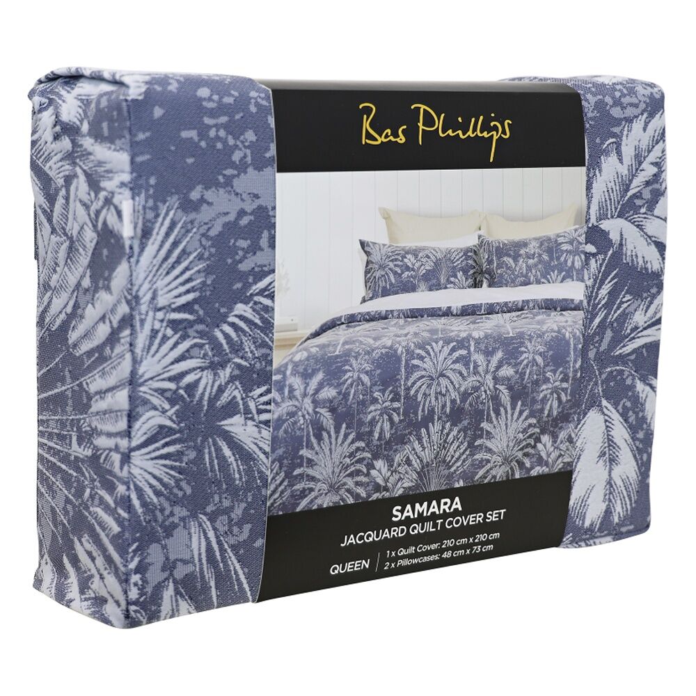 Bas Phillips Samara Jacquard Duvet/Quilt Cover Set Polyester, Cotton Blue