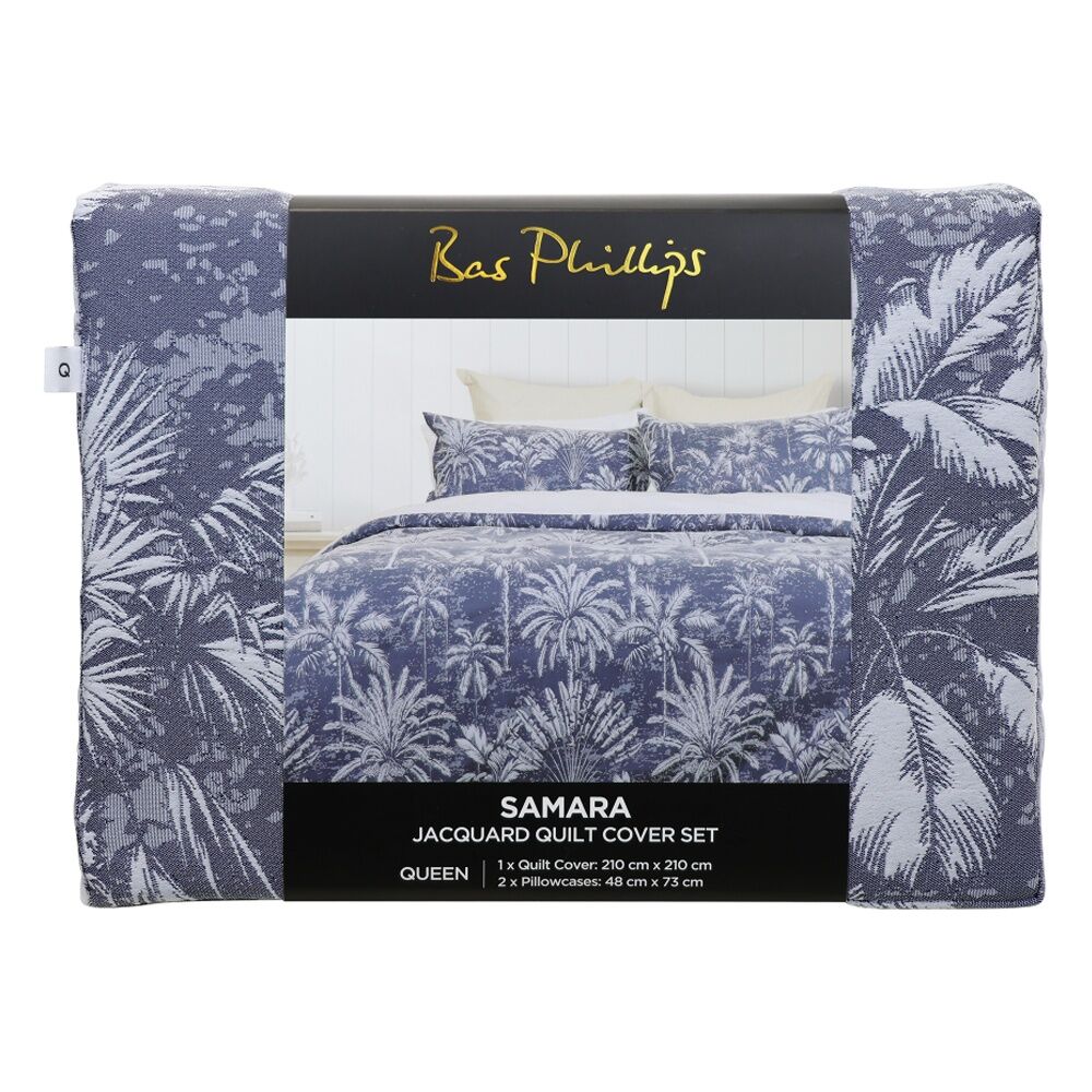 Bas Phillips Samara Jacquard Duvet/Quilt Cover Set Polyester, Cotton Blue