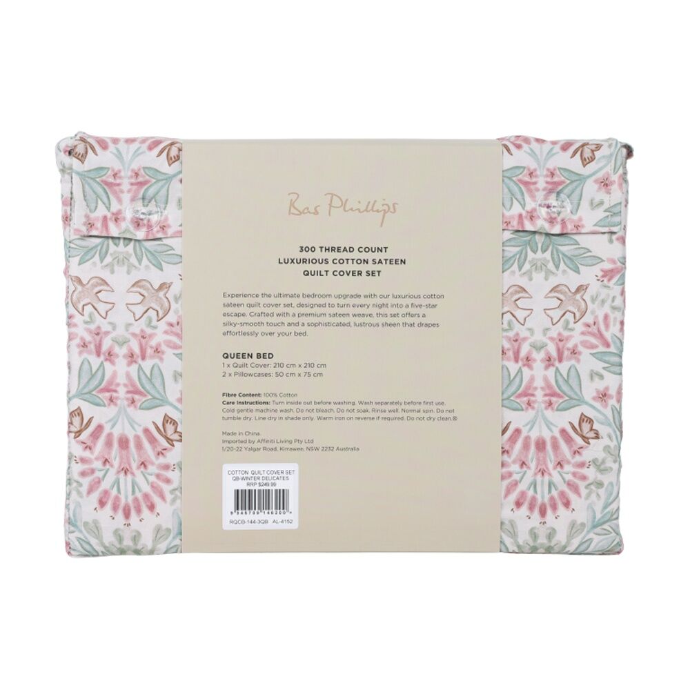 3pc Bas Phillips Quilt Cover/Pillowcases Bedding Set Winter Delicates