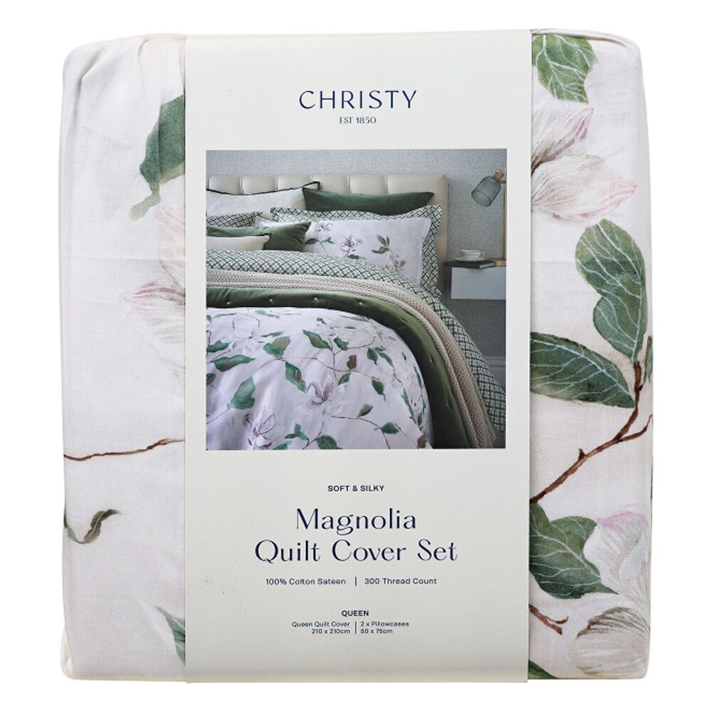 Christy Magnolia Duvet/Quilt Cover Set Cotton Sateen Multicoloured
