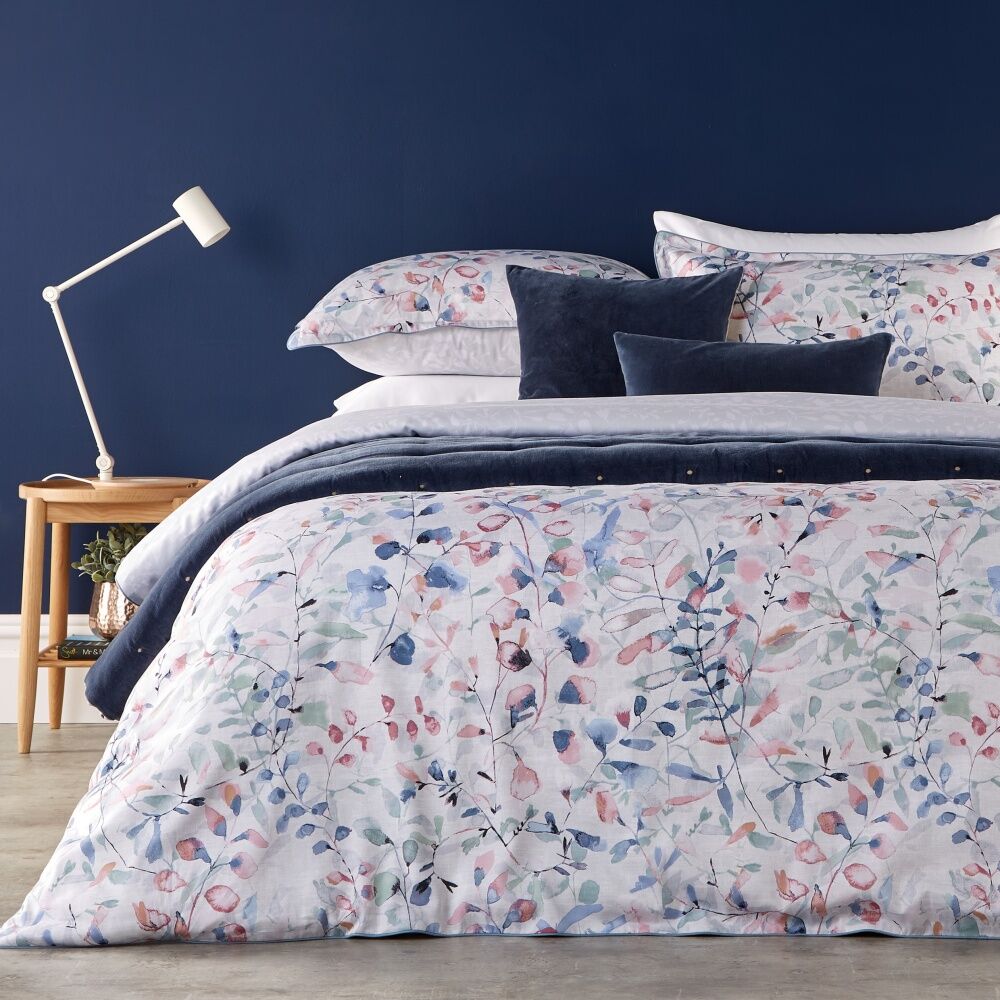 Christy Stems Dusty Pink Duvet/Quilt Cover Set Cotton Sateen Multicoloured