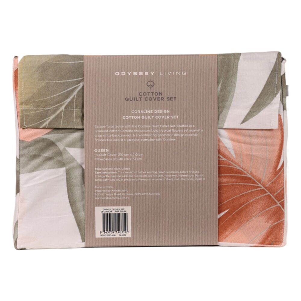Odyssey Living Coraline Duvet/Quilt Cover Set Cotton Home Bedding Multicoloured
