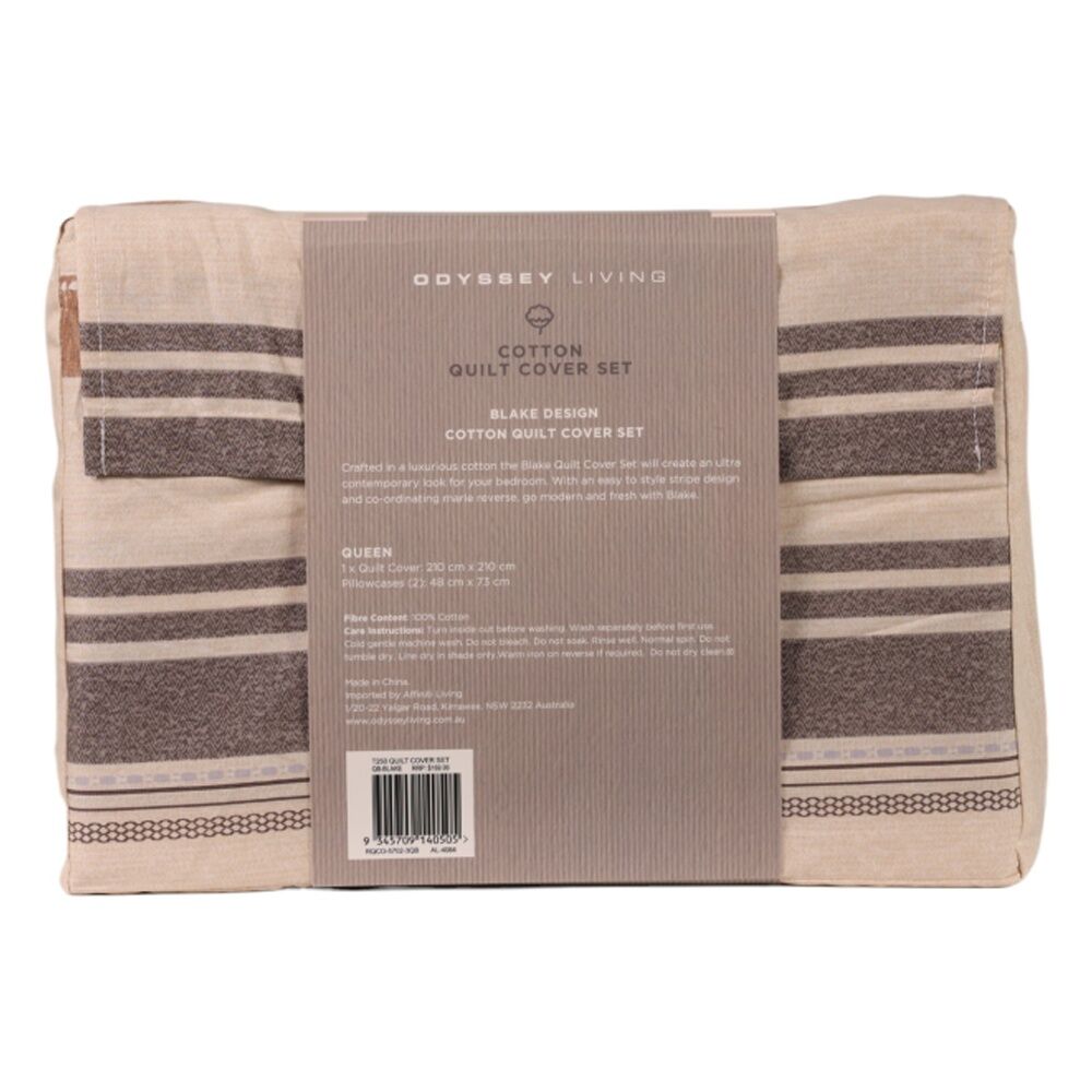 Odyssey Living Blake Duvet/Quilt Cover Set Cotton Home Bedding Multicoloured