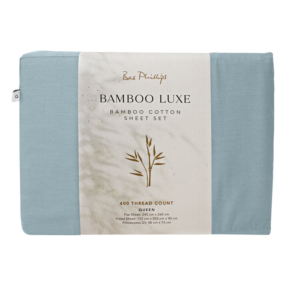 Bas Phillips Bamboo Cotton 400TC Home Bedding Sheet Set w/Pillowcase Blue Dream