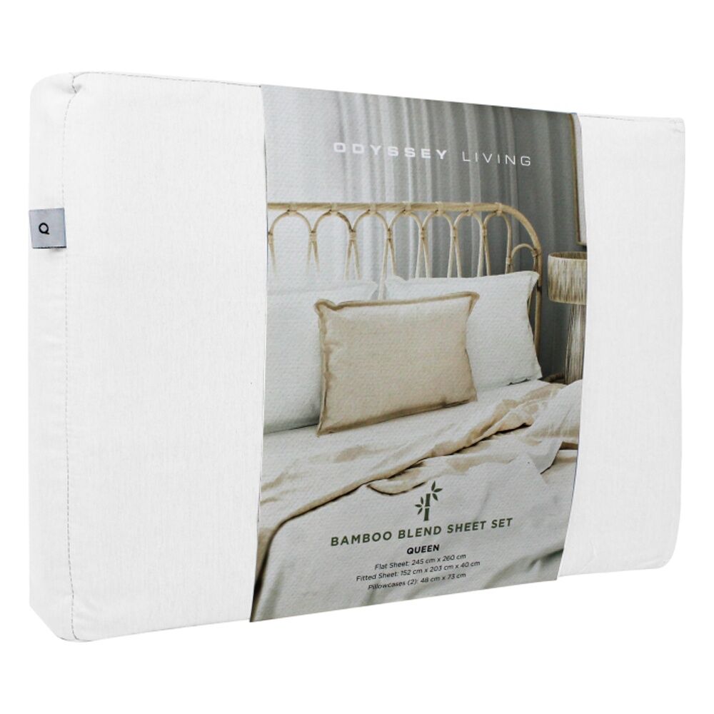 Odyssey Living Bamboo Blend Home Bedding Sheet Set w/Pillowcase White