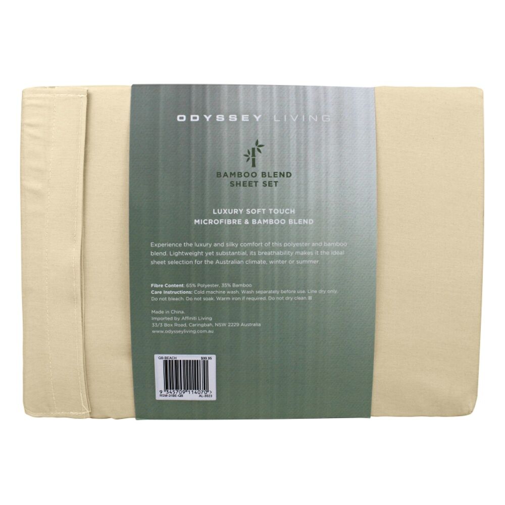 Odyssey Living Bamboo Blend Home Bedding Sheet Set w/Pillowcase Beach
