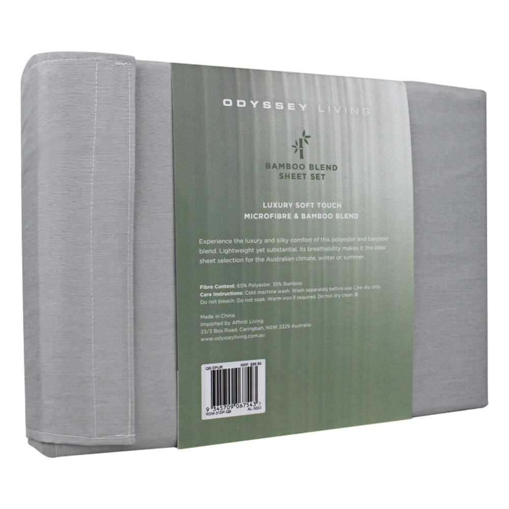 Odyssey Living Bamboo Blend Home Bedding Sheet Set w/Pillowcase Spur