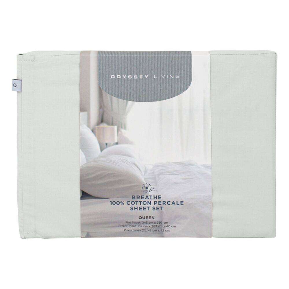 Odyssey Living Breathe Cotton Home Bedding Sheet Set Pewter