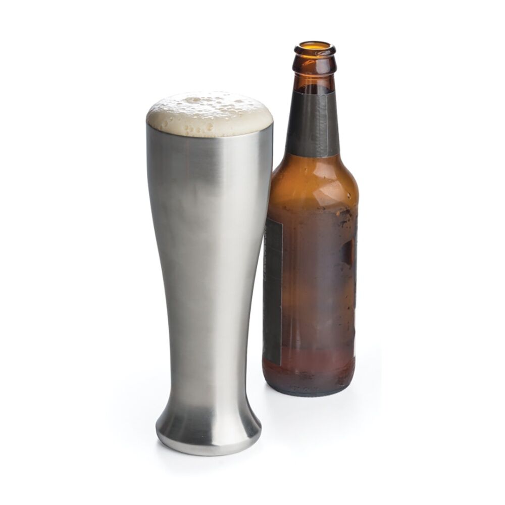 R.S.V.P. Pilsner Glass Stainless Steel Insulated Durable Drinkware Silver