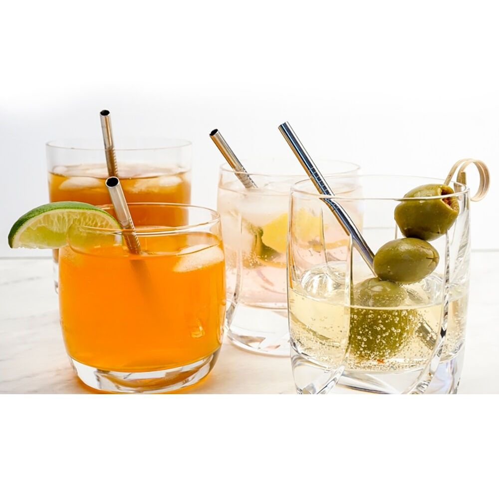 4x 4pc R.S.V.P. Stainless Steel Reusable Mini Drink Straws Set Silver 12.7cm