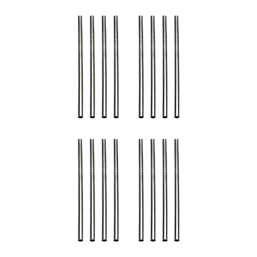 4x 4pc R.S.V.P. Stainless Steel Reusable Mini Drink Straws Set Silver 12.7cm