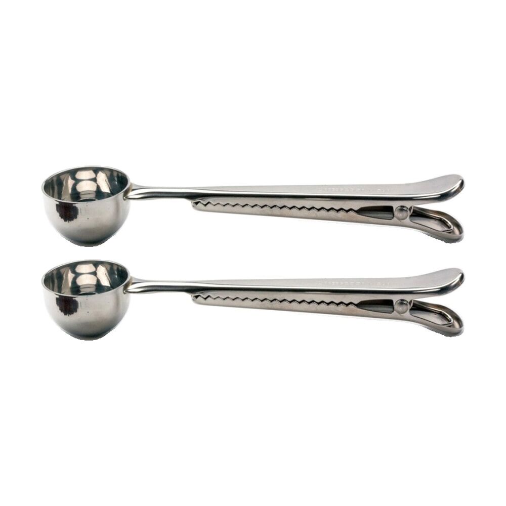 2PK R.S.V.P. Coffee Scoop N Clip Stainless Steel Durable Utensil Silver 17.7cm