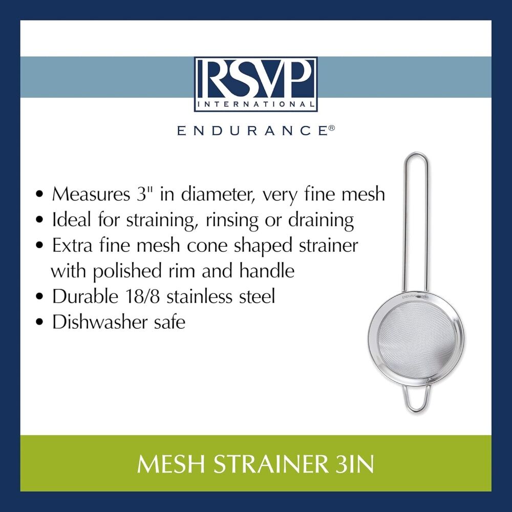 R.S.V.P. Conical Strainer Stainless Steel Fine Mesh Utensil 8cm Diameter
