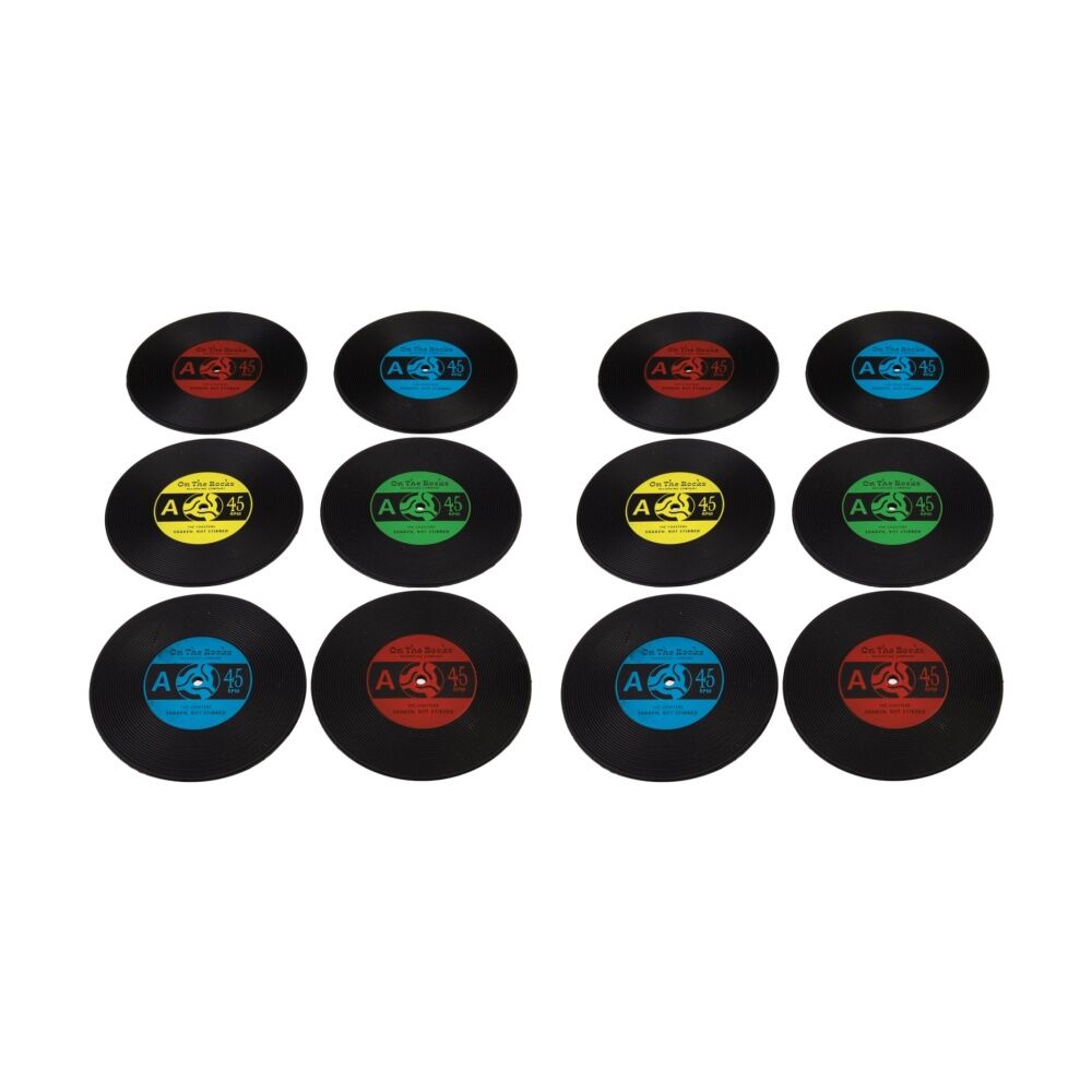 2x 6pc Rex London Silicone Coaster Set Retro Music Vinyl Records Theme