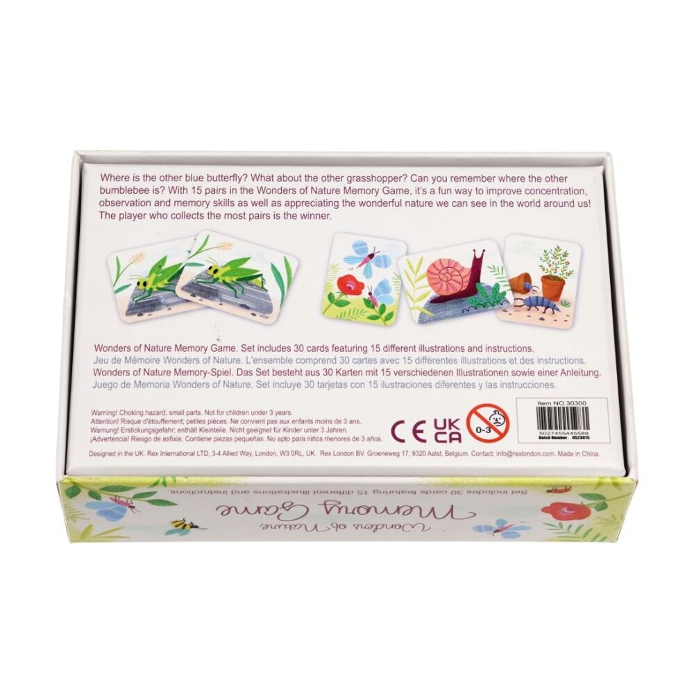 30pc Rex London Memory Card Game Wonders Of Nature Kids Set 3y+