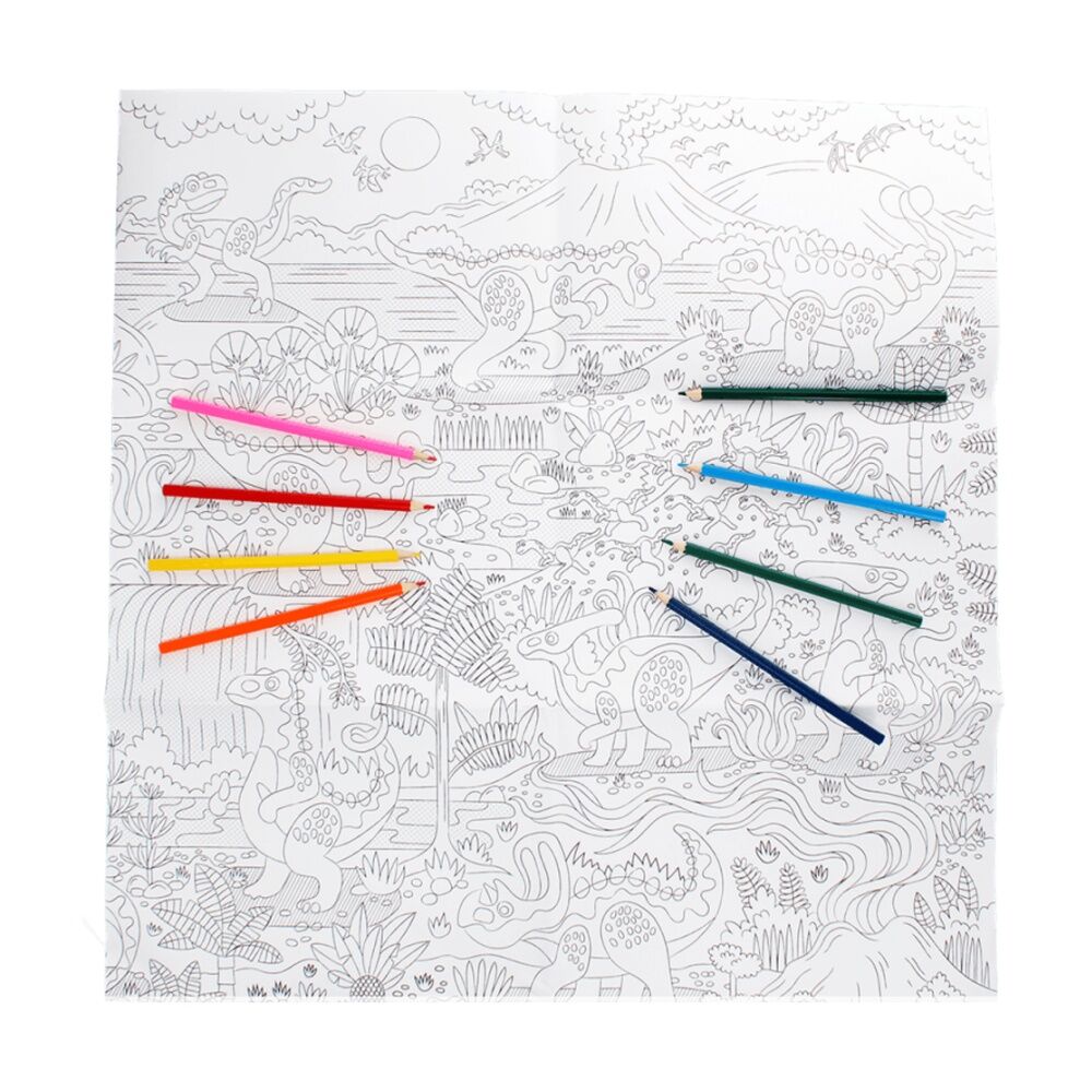 2PK Rex London Kids 3y+ Large Baby Dinos Colouring Poster W/ Pencils 100x70cm
