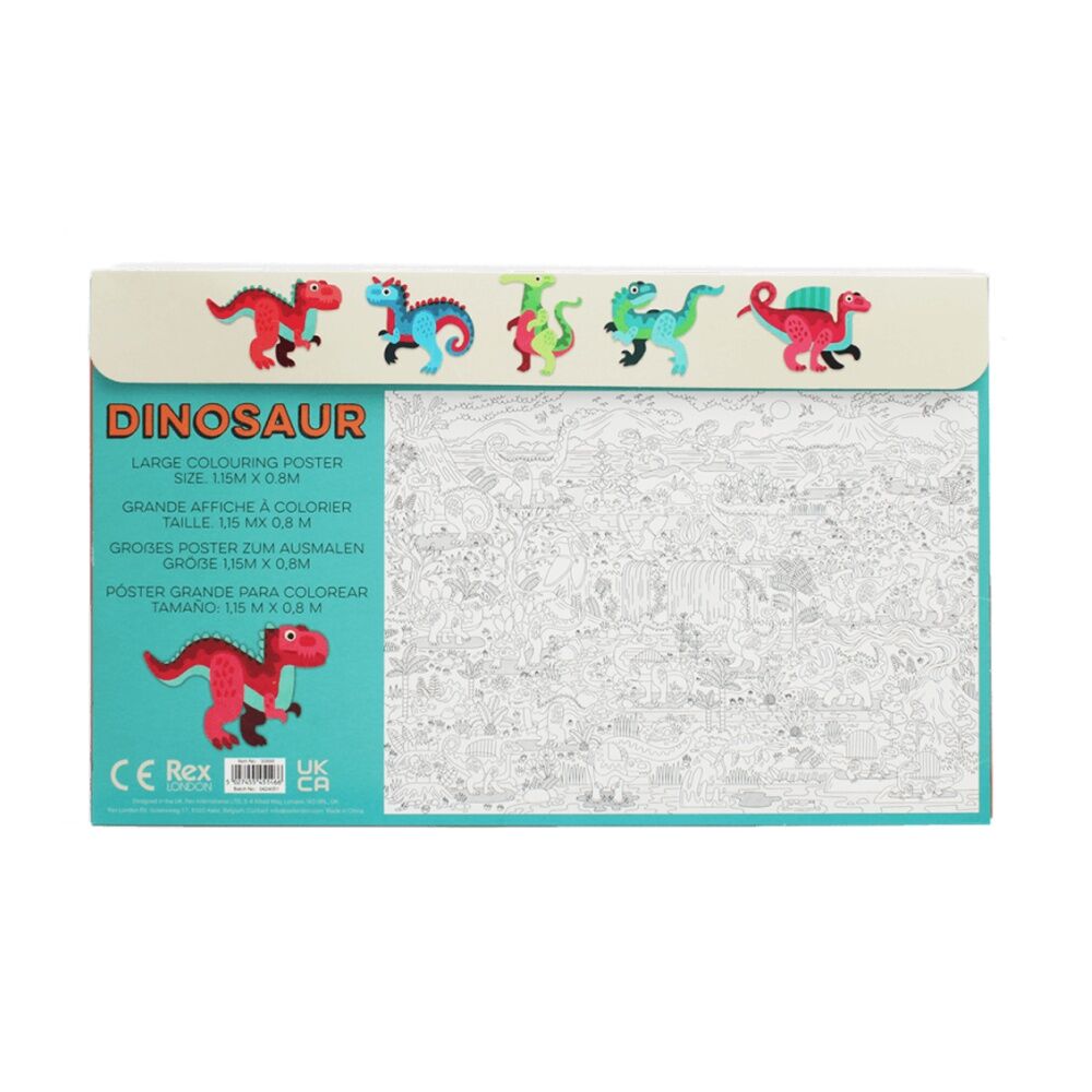 2PK Rex London Kids 3y+ Large Baby Dinos Colouring Poster W/ Pencils 100x70cm