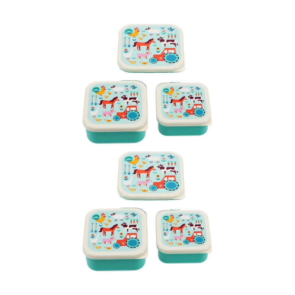 2x 3pc Rex London Snack Box Set Farmyard Nesting Lunch Boxes Assorted Sizes