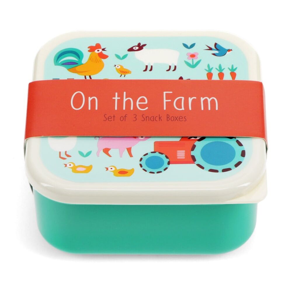 2x 3pc Rex London Snack Box Set Farmyard Nesting Lunch Boxes Assorted Sizes