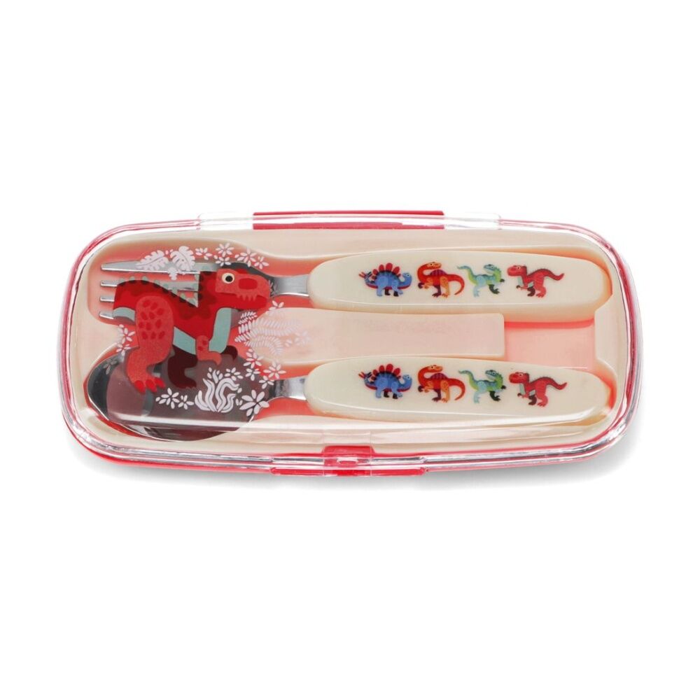 4x 2pc Rex London Child Cutlery Set Baby Dino Stainless Steel With Carry Case