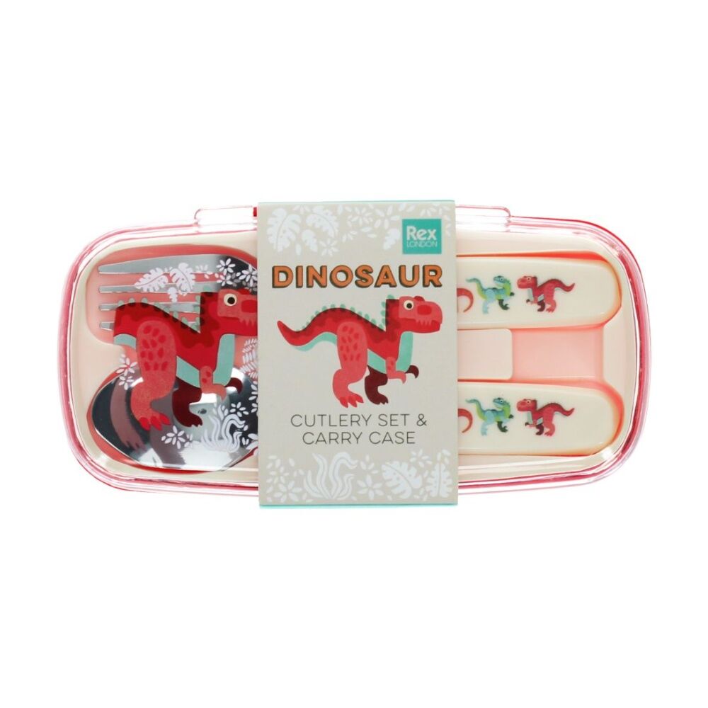 4x 2pc Rex London Child Cutlery Set Baby Dino Stainless Steel With Carry Case