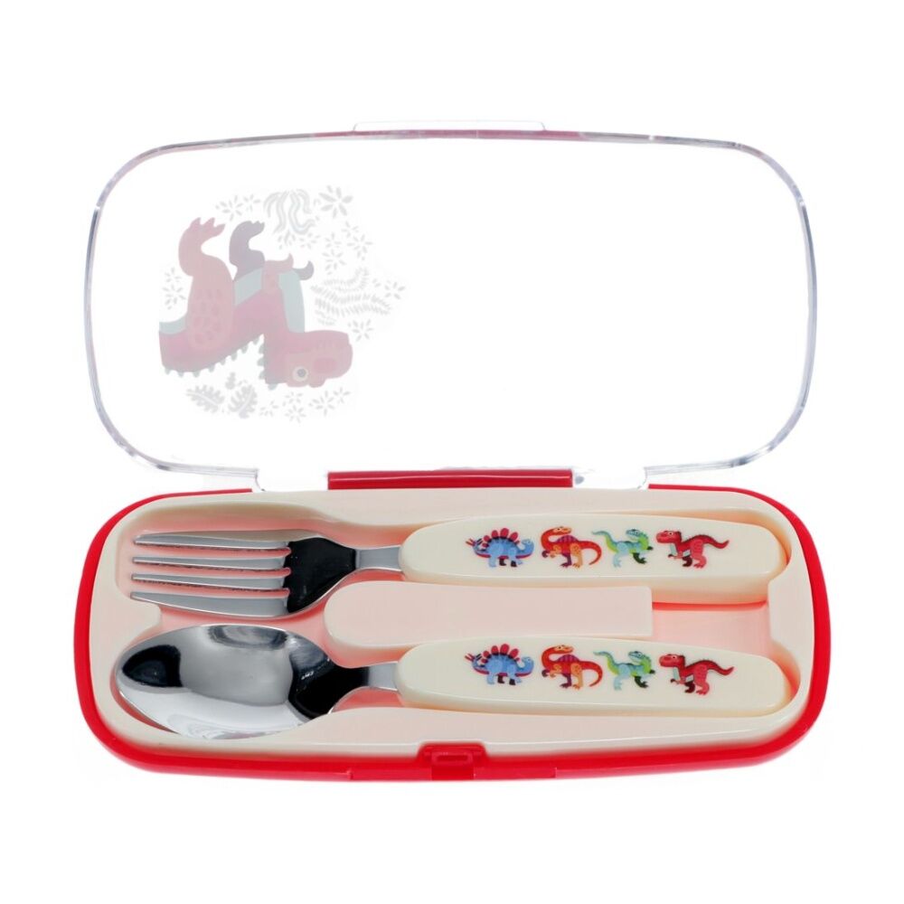 4x 2pc Rex London Child Cutlery Set Baby Dino Stainless Steel With Carry Case