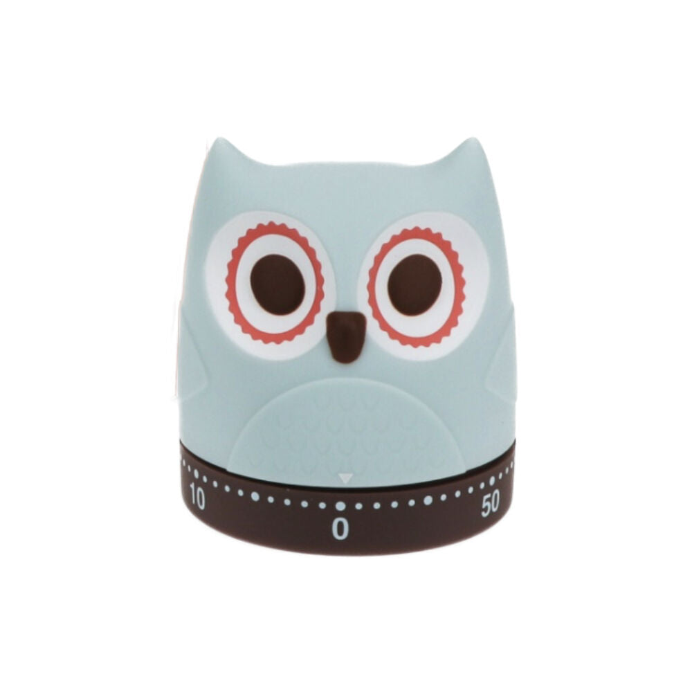 2PK Rex London Wind-Up Kitchen Timer Owl Classic Function Compact 6cm Size