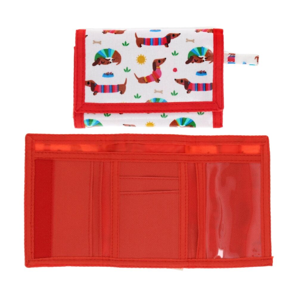2PK Rex London Kids 3y+ Tri-Fold Child Wallet Sunny Sausage Dog Design