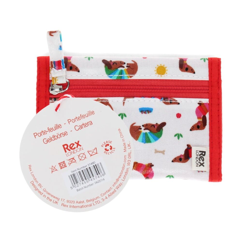 2PK Rex London Kids 3y+ Tri-Fold Child Wallet Sunny Sausage Dog Design