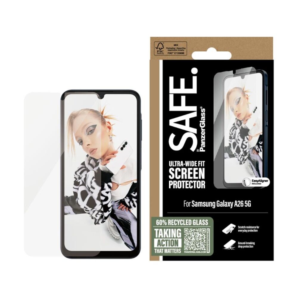 2PK Panzer SAFE by UtraWide Fit SP - Samsung A26 5G Durable Device Shield Clear