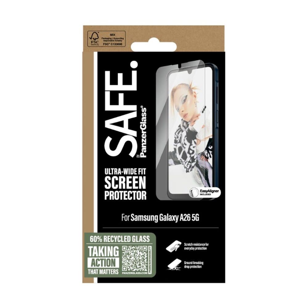 2PK Panzer SAFE by UtraWide Fit SP - Samsung A26 5G Durable Device Shield Clear