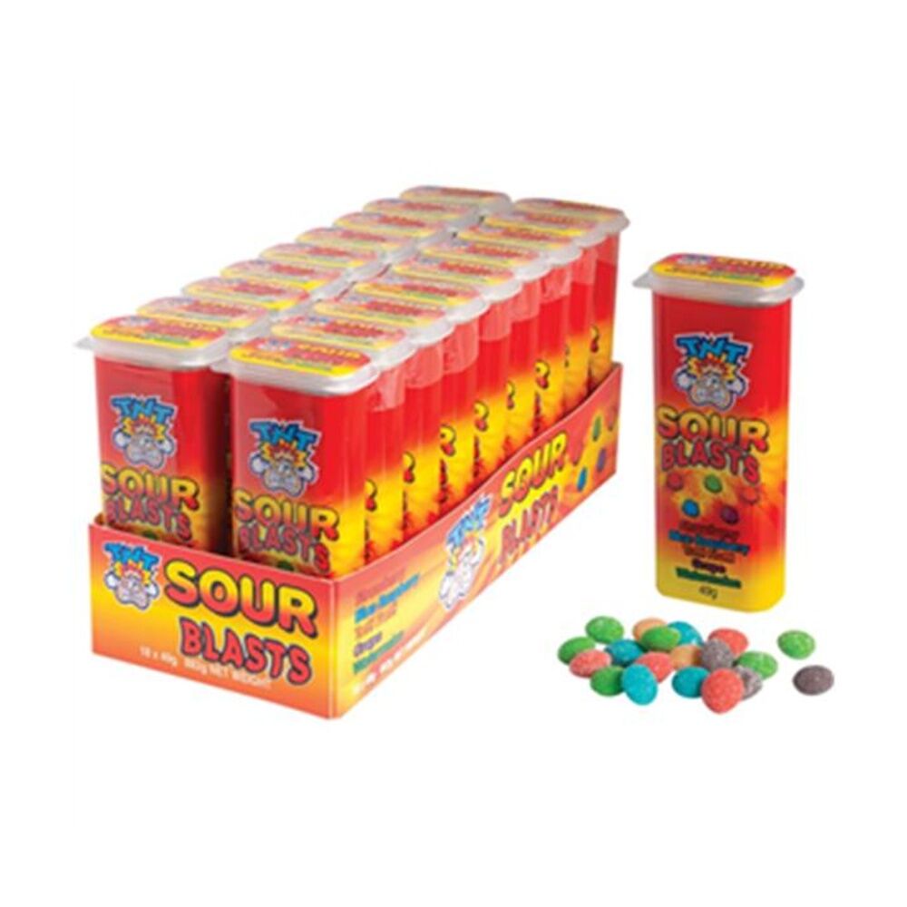 18PK TNT Sour Blasts Tutty Fruity 49g Fruit Flavour Lollies/Gummies