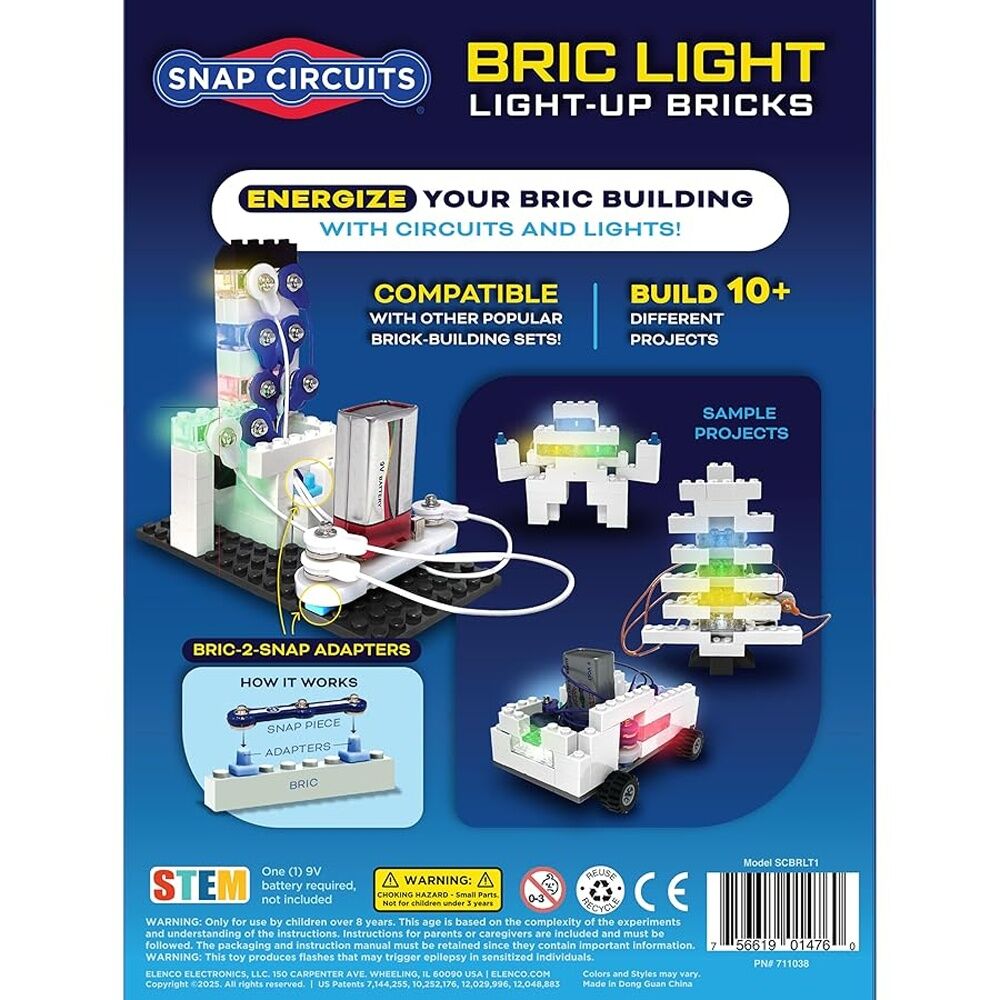 53pc Snap Circuits Bric Light STEM Building Kit With Lights Kids 8+