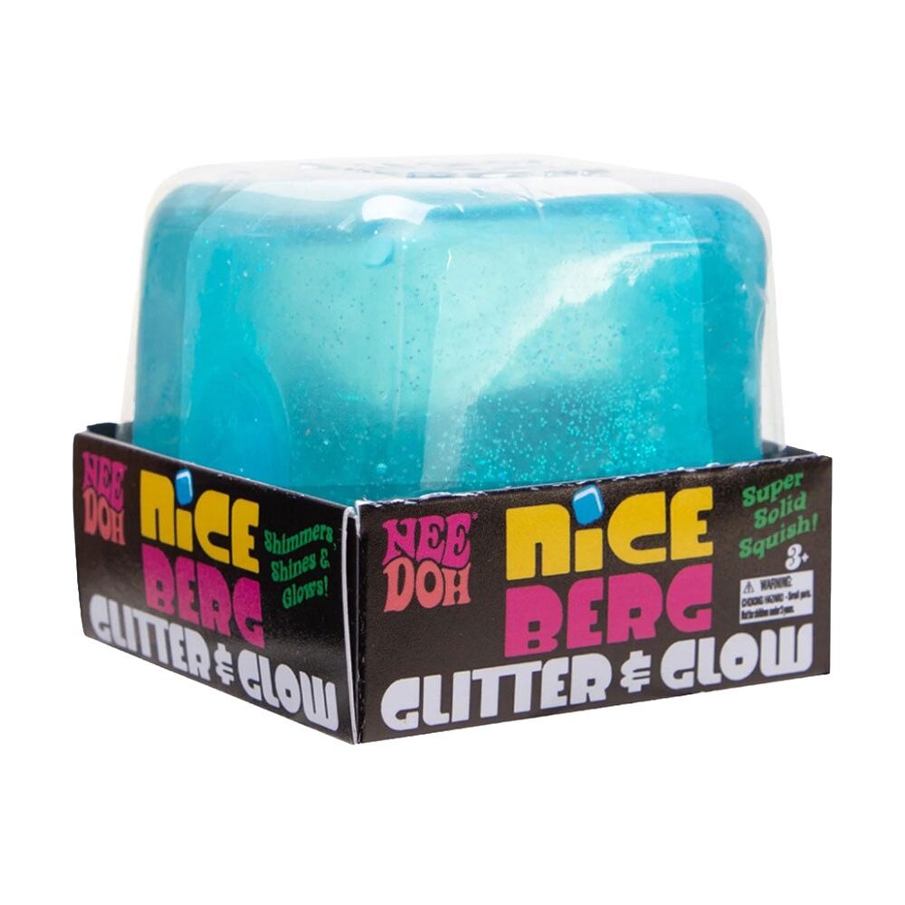 Schylling Glitter Glow Niceberg Nee Doh Large Super Solid Squishy Cube Blue