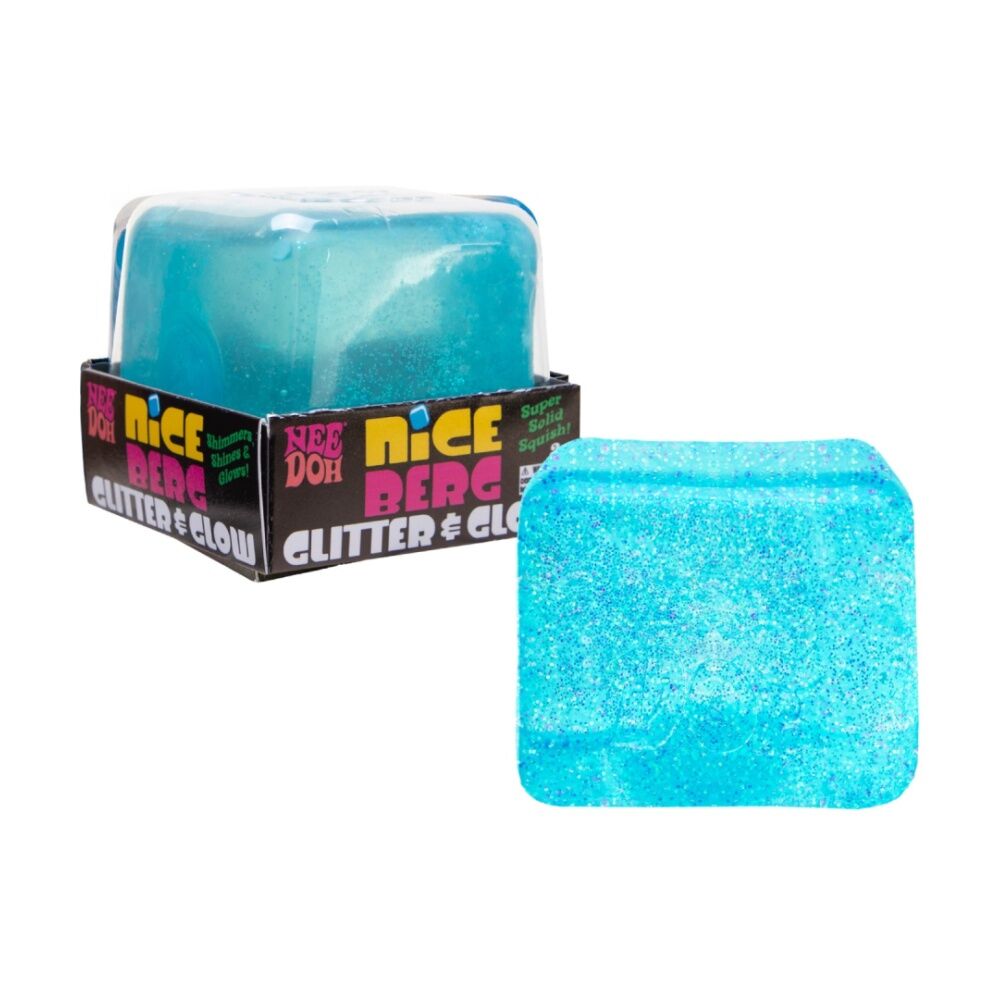 Schylling Glitter Glow Niceberg Nee Doh Large Super Solid Squishy Cube Blue
