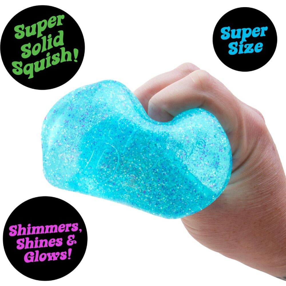 2x Schylling Glitter Glow Niceberg Nee Doh Large Super Solid Squishy Cube Blue