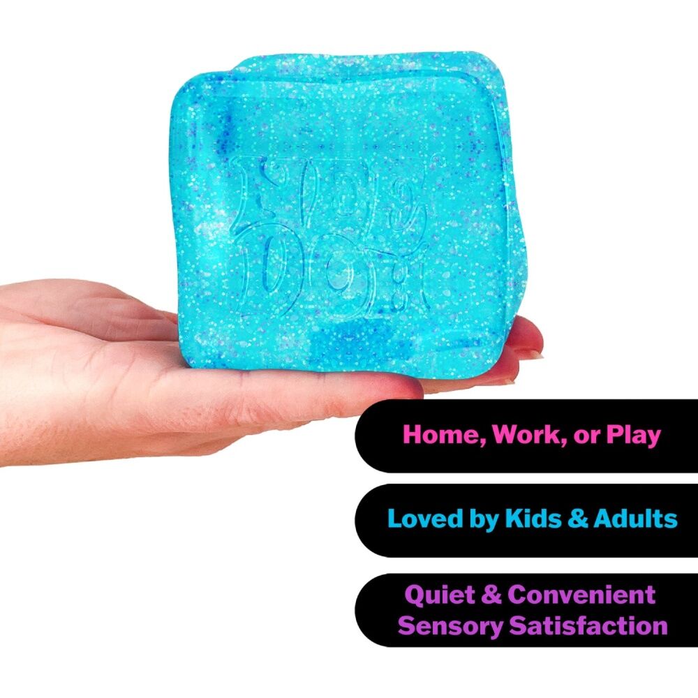 2x Schylling Glitter Glow Niceberg Nee Doh Large Super Solid Squishy Cube Blue