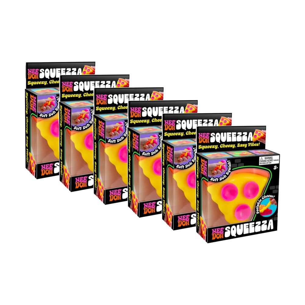 6x Schylling Squeezza Pizza Nee Doh Squishy Stress Relief Kids Toy 3Y+ Assorted