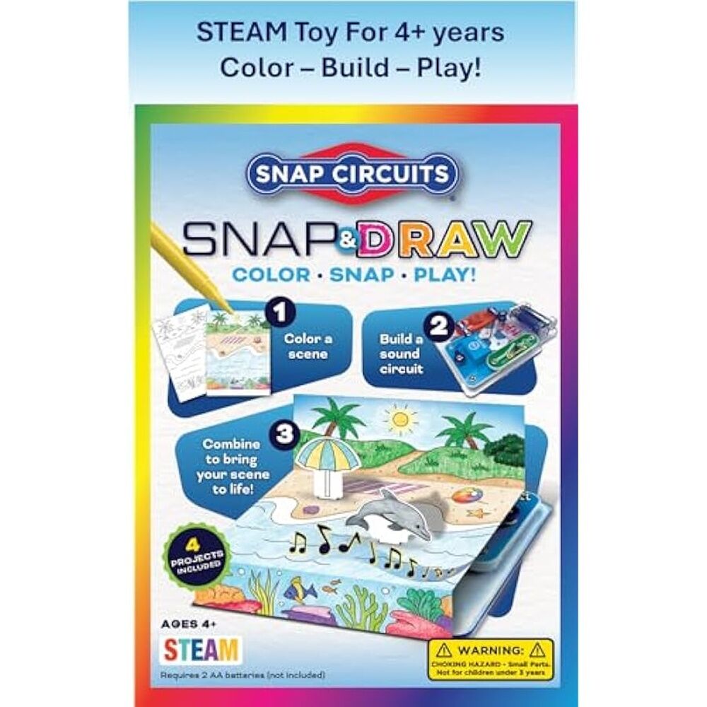 Snap Circuits Snap and Draw STEM Circuit Kit Colouring Kids 4 Plus Interactive Toy Kit.