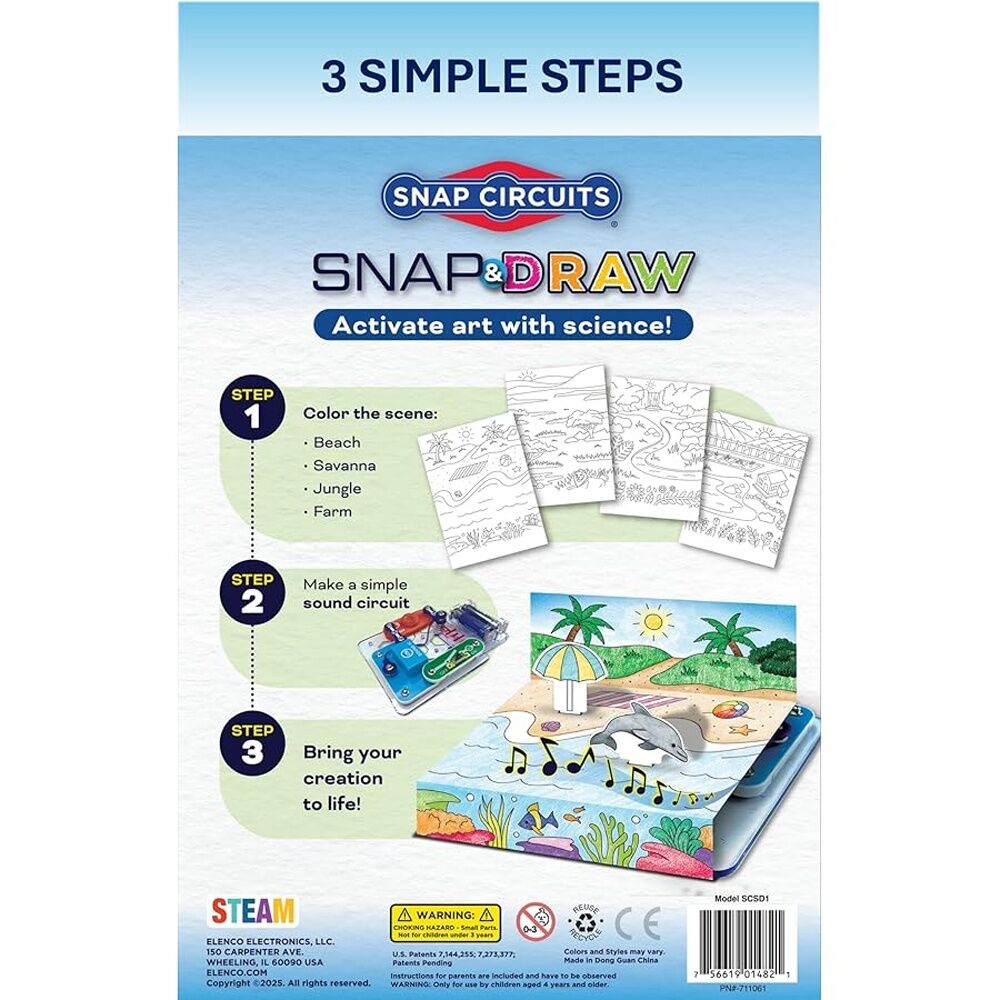 Snap Circuits Snap and Draw STEM Circuit Kit Colouring Kids 4 Plus Interactive Toy Kit.
