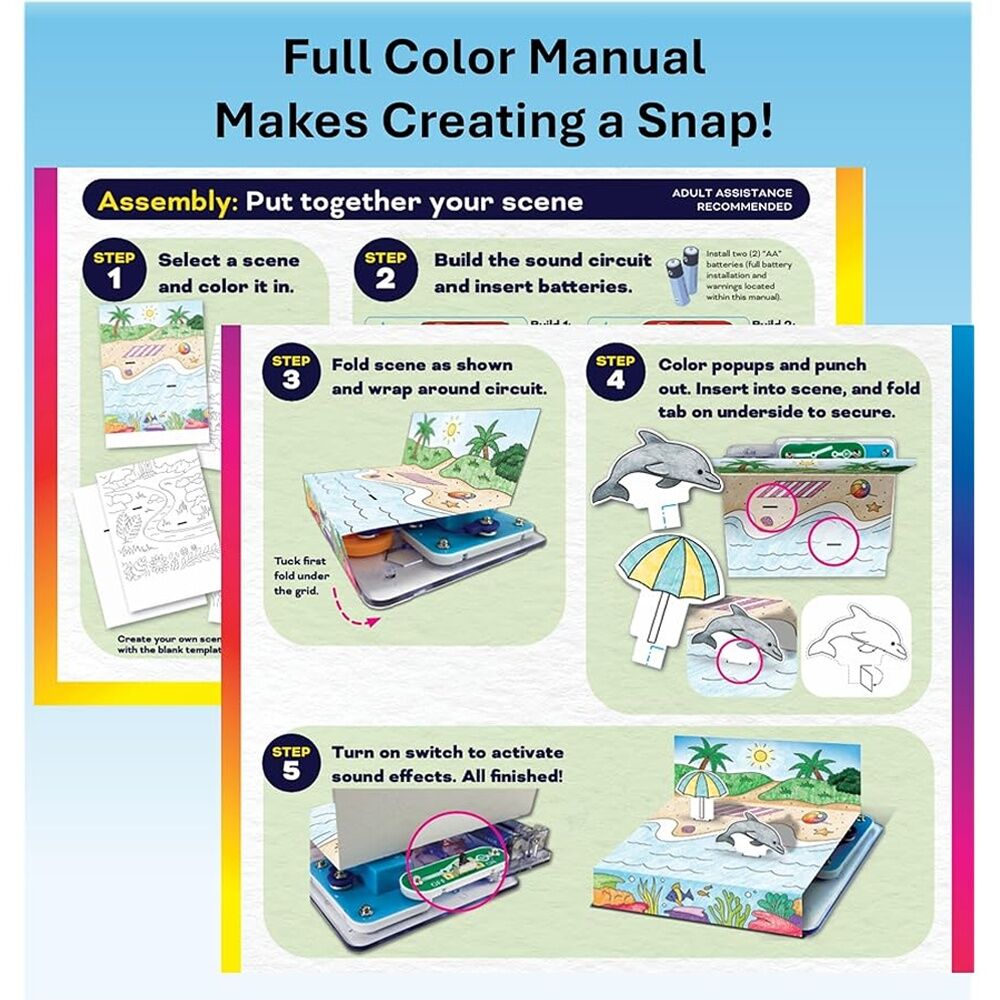 Snap Circuits Snap and Draw STEM Circuit Kit Colouring Kids 4 Plus Interactive Toy Kit.