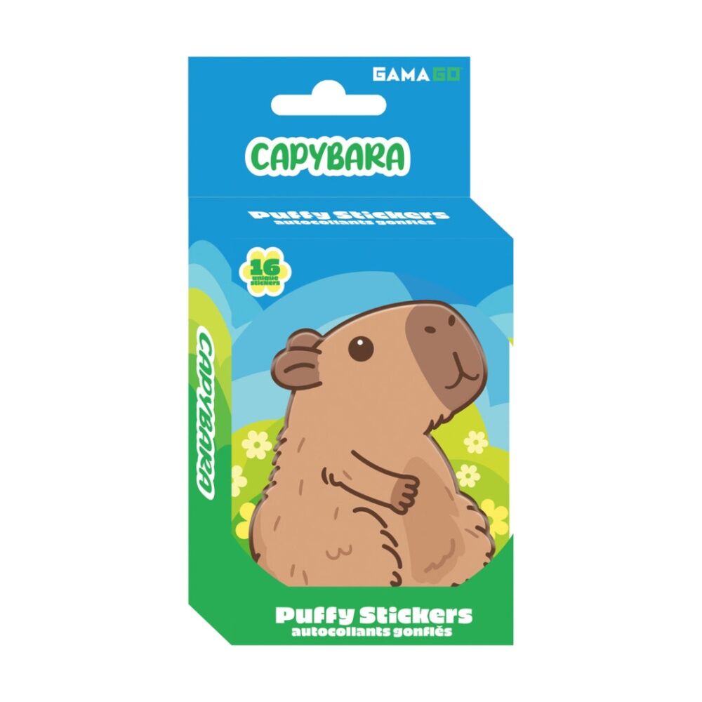 4x 16pc Gamago Capybara Craft Puffy Stickers In Embossed Tin Set Multicolour