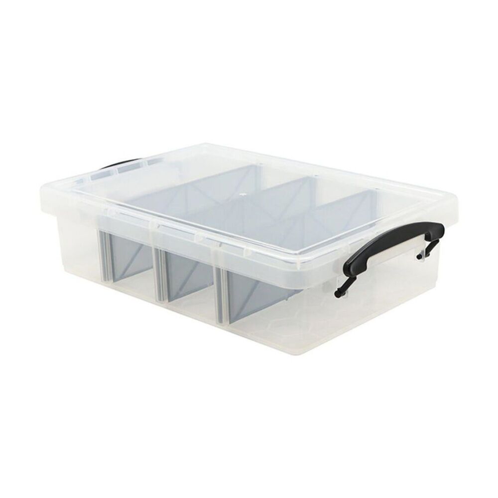 2PK Braz 4 Divided Compartment Storage Container W/ Secure Clip Lid 6L Assorted